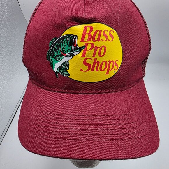 Bass Pro Shops Trucker Hat Snapback Red Unisex Baseball Cap Fishing Logo Casual - Picture 10 of 10